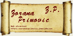 Zorana Primović vizit kartica